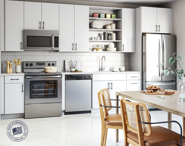 white kitchen with table